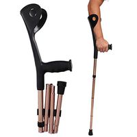 HAREY 1/2PCS Adjustable Forearm Elbow Underarm Crutches,Fold Walking Support Walking Stick,Underarm Elbow Help Walk Crutches for Disability Elderly,Single