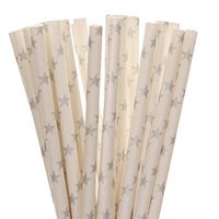 Twinkle Twinkle Little Star Paper Straws (silver star, 50)