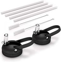 The Sip Straw Lid for Vacuum Insulated Wide Mouth Water Bottles, 2 Lids, 4 Straws and 2 Brushes Pack