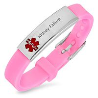 LF Men Women Kids Stainless Steel Silicone Personalized ICE Kidney Failure Medical Alert Bracelet,Free Engraved Customized Adjustable Rubber Medical ID Bracelets Sos Emergency for Teen,Adult,Child