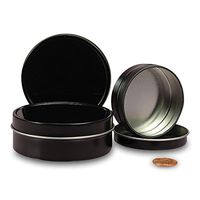 2 Oz Black Shallow Round Tin Can | Quantity: 24