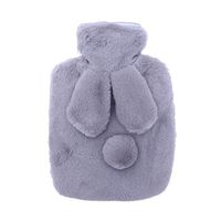 Milisten Silicone Hot Water Bag Plush Rabbit Hot Water Bottle Warm Relief Winter Hand Warmer Valentine Birthday Gift for Girls Women Elder Light Grey