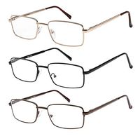 Reading Glasses Set of 3 Metal Full Rim Glasses for reading for Men and Women +3
