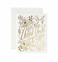 Marion Gold Floral Thank You Note Cards by Rifle Paper Co. -- Set of 8 Cards and Envelopes