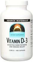 Source Naturals Vitamin D-3 2000 iu Supports Bone & Immune Health - 400 Capsules