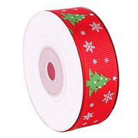XKSIKjian's Gift Wrapping Supplies, 10 Yards Christmas Snowflake Tree Print Satin Ribbon Cards Wedding Festival Birthday Party DIY Gift Wrap Decor - Red