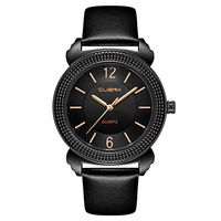 Men Watches,Fxbar Luxury Quartz Sport Military Stainless Steel Dial Leather Band Wrist Watch Business Automatic Watch (A)