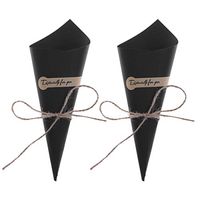 Amosfun 50pcs Flower Cones Bouquet Wrapping Paper Kraft Paper Wedding Confetti Cone (Black)