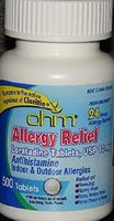 Loratadine usp 10 mg antihistamine allergy relief tablets by OHM - 500 ea