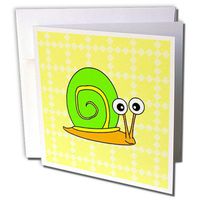 3dRose Cute Orange, Yellow and Green Snail Design - Greeting Cards, 6 x 6 inches, set of 12 (gc_6290_2)