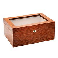 PIPITA Cigar Humidor Desktop Glasstop Wooden Box Travel Humidor for Cigars with Humidifier and Hygrometer Holds 25-50 Cigars (PD088)