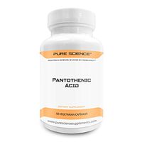 Pure Science Vitamin B5 Pantothenic Acid 500mg with 5mg BioPerine (Natural Bioavailability Enhancer for better absorption) – 50 Vegetarian Capsules
