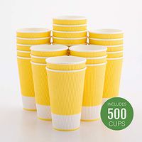 Insulated Paper Coffee Cups - Ripple Wall - Light Yellow - 16 oz - 500ct Box - MATCHING LIDS SOLD SEPARATELY: RWA0360B, RWA0360W, RWA0328LG, RWA0328GR, RWA0328HP, RWA0283W, RWA0283B