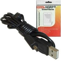 HQRP USB Cable/Cord Compatible with Olympus Stylus 1200, 500, 600, 700, 710, 720 SW Digital Camera Plus HQRP LCD Screen Protector