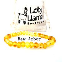 Lolly Llama Adult Raw Baltic Amber Bracelet - All Natural Pain Relief for Adults to Help Migraines, Sinus, Arthritis and More! - Raw Lemon