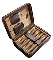 Prestige Import Group - The Manhattan Ostrich Motif Leather Travel Humidor Cigar Case with Zipper Closure - Color: Brown