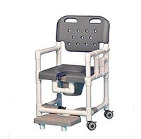 IPU ELT817 P FRLDA Elite Shower Chair Commode with Footrest and Left Drop Arm for use Over existing Toilet, Bedside, and in The Shower (Gray)