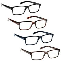 The Reading Glasses Company Black Brown Blue Grey Readers Value 4 Pack Mens Womens Spring Hinges RRRR45-1237 +1.50