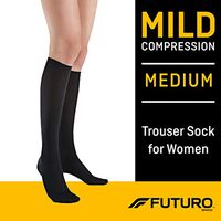 Futuro Trouser Sock for Women, Mild Compression, 8-15 mm/Hg, Medium, Black, Helps Improves Circulation to Help Minimize Swelling