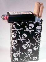 Cigarette Case Pirate Skulls Swords Built on Lighter Holder box Kings 100's ryo
