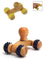 Fitness Wooden 4Rubber Wheels Body Hands Arms Legs Massage Roller by 24/7 store