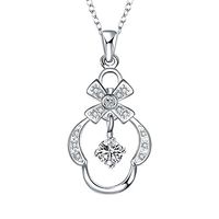 Silver Necklaces Pendant Jewelry Birthday Gifts Presents Gemstone for Women Anniversary Zirconia Crystal