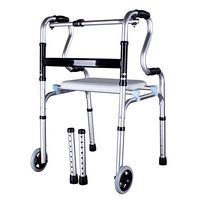 KHXJYC 2-in-1 Wheeled Foldable Walker Frame with Seat,Bathroom Safety Support Aluminum Frame,Elderly Assisted Walking