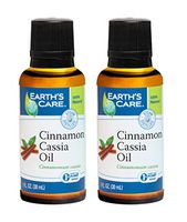 Earth's Care Pure Cinnamon Cassia Oil, Steam-Distilled, Bottled in USA 1 Fl. OZ (2 Bottles)