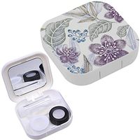 Portable Contact Lens Case Box Travel Kit Mirror + Bottle + Tweezers Container Holder [ Floral Design Fabrics ]