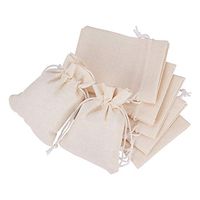 BENECREAT 25PCS Burlap Bags with Drawstring Gift Bags Jewelry Pouch for Wedding Party Treat and DIY Craft - 4.7 x 3.5 Inch, Cream