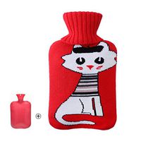 1 Liter Hot Water Bottle with Knit Cover Lovely Cat Design