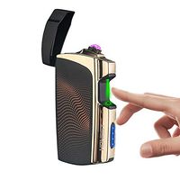 Windproof Arc Lighter X Plasma Lighters Rechargeable USB Lighter Electric Lighter for Cigarette with LED Display Power (E-Black)
