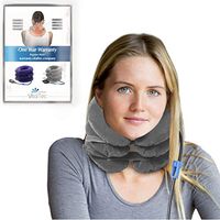 Cervical Neck Traction Device - Instant Pain Relief Support for Chronic Neck and Shoulder Pain Stretcher & Cervical Pillow Adjustable Collar for Home Use Relieves & Relaxes Tension by VitalTec (Grey)
