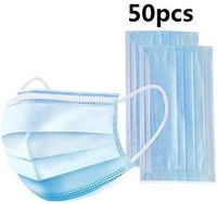 50 Pcs Disposable Face Masks,Disposable Surgical Mask Dust Breathable Earloop Antiviral Face Mask, Comfortable Medical Sanitary Surgical Mask Thick 3-Layer Masks (blue)