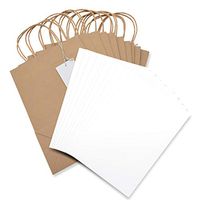 Psithurism - Premium Grade Brown Kraft Gift Bag Sets with Tissue Paper and Gift Tags-Reinforced Cardboard Bottom Insert-11"H x 8" W x 4"D-10 Bags, 10 Gift Tags, 30 Tissue Paper Sheets