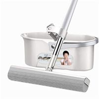 Nfudishpu Sponge Mop,Household Floor Mop with 3×Super Absorbent Sponge Head,Wet and Dry/No Need to Wash Your Hands/Strong Water Absorption/Upright Storage,White