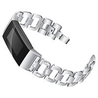 Lyperkin Compatible with Fitbit Charge 3 Bands, Delicate Diamond Stainless Steel Watch Strap Bands Quick Release Replacement Wristband Accessories Compatible with Charge 3 Smart Watch for Women