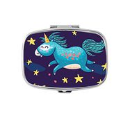 Udoosun Unicorns In The Night Sky Custom Personlized Rectangular Tablet Medicine Pocket Purse Travel Pill Vitamin Decorative Box Case Holder