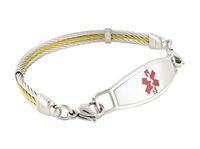 N Style ID Golden Gate Cable PRE-Engraved “Penicillin Allergy” Women's Fashionable Medical Alert Bracelet - Red 6.75