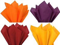 Assorted 4 Colors Fall Thanksgiving Holiday Colors Gift Grade Tissue Paper Sheets - 15" x 20" Tangerine, Plum,Scarlet Red, Goldenrod - Choose Package Amount (96)