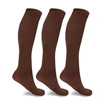 Squeezy Compression Energy Socks (3 Pairs) Stocking for Women and Men, Flight, Travel (Brown, XXL)