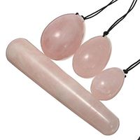 Jade Egg Yoni Egg Massage Stone, 4pcs/Set Rose Crystal Massage Balls and Jade Stick for Kegel Exercise Pelvic Floor Vaginal Muscle Exerciser (A)