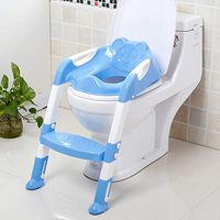Baby Potty Training Toilet Seat Adjustable Toddler Child Toilet Trainer with Step Stool Non-Slip Strong Foldable,Blue