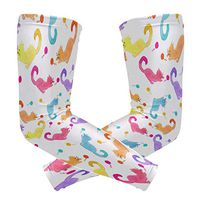 LEVEIS Watercolor Cute Cat Arm Sleeves UV Protection for Men Women Sunblock Protective Gloves Running Golf Cycling Driving Long Arm Cover 1 Pair