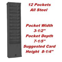 Time Card Rack, Metal, Anthem Model 158H. 12 Slots/Pockets-Black