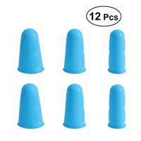 SUPVOX 12Pcs Silicone Finger cots fingertips Cover for Protect Cracked and Dry Finger Skin Nails (Blue)