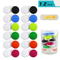 DLOnline 12 Pack Assorted Contact Lens Cases with A Set of Tools,Assorted Separate Colors Contact Lens Cases for Left/Right Eyes Contacts Case Contact Lens Case Color Contacts Eye Contacts Casee