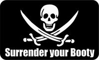 Surrender Your Booty Jolly Roger - 3.5x2 inch Laptop Phone Sticker