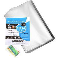 MORIDA 50 Pcs 11x14 inch Cello Cellophane Treat Bags Clear Flat for Gift Wrapping, Bakery, Cookie, Candies, Dessert, Baskets Packaging with Color Twist Ties