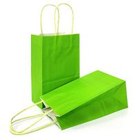 AZOWA Gift Bags Light Green Kraft Paper Bags with Handles (8 x 6 x 3 in, Green, 25 Pcs)